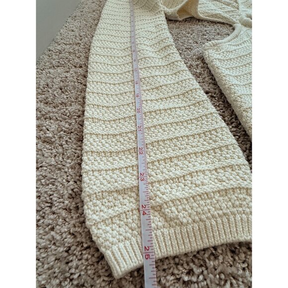 Forever 21 Cream Distressed Knit Midi Dress Crochet cutout - Picture 8 of 9